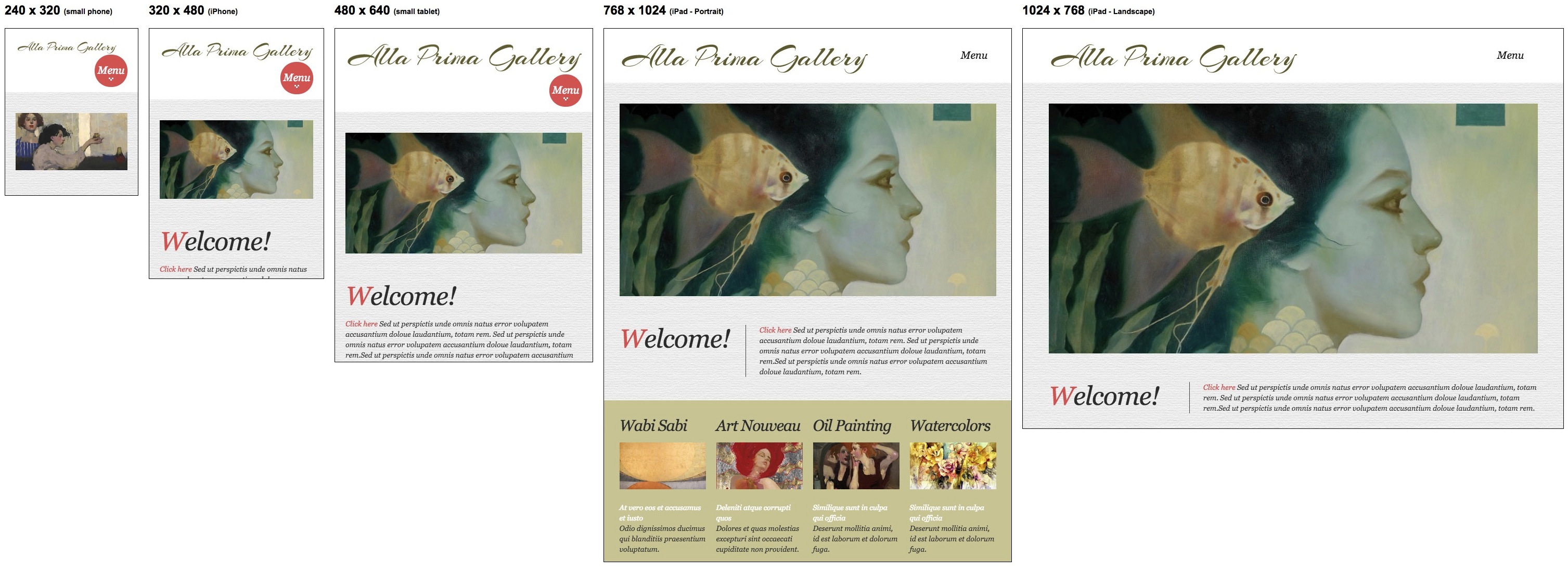 Alla Prima Gallery Responsive Design Testing