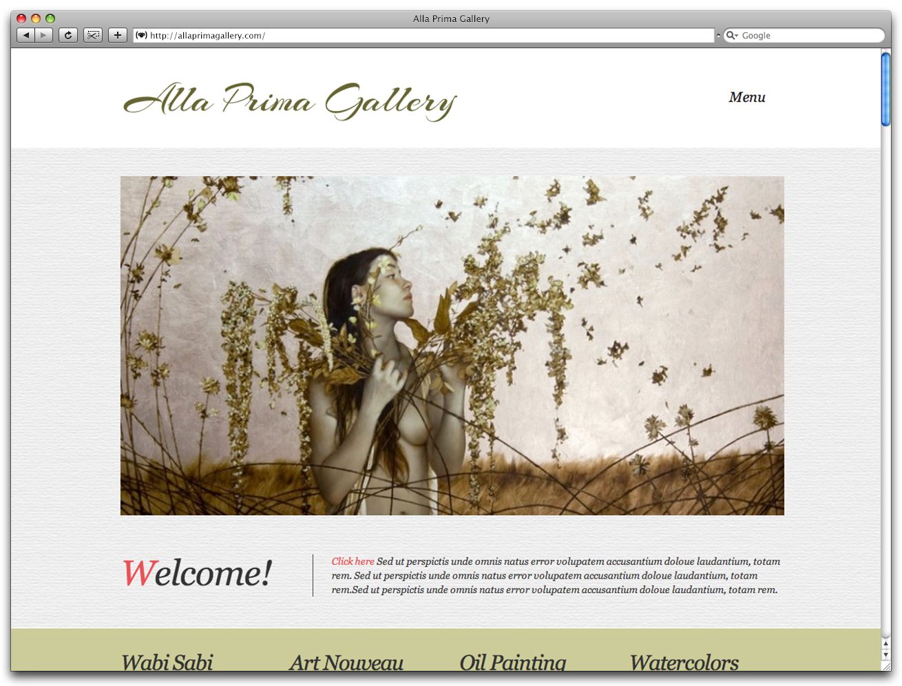 Alla Prima Gallery – Home Page in Browser